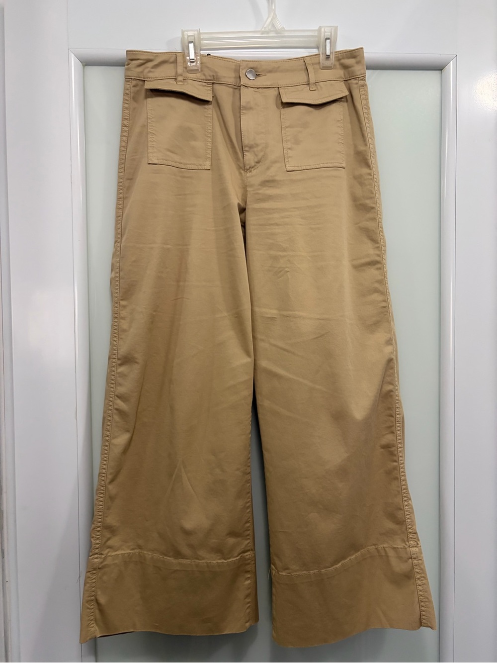 Zara Wide-Leg Cropped Pants in Tan